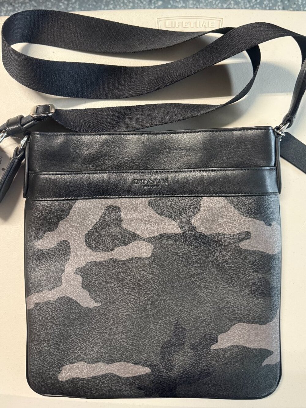 NWT Coach Black Messenger Bag with Camouflage Design